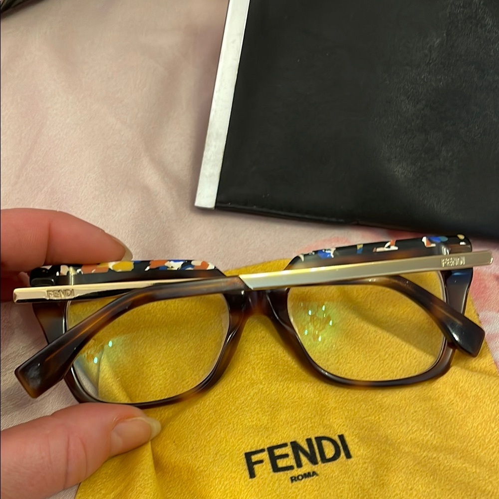 Fendi Brown Rectangular Glasses With Case - image 2